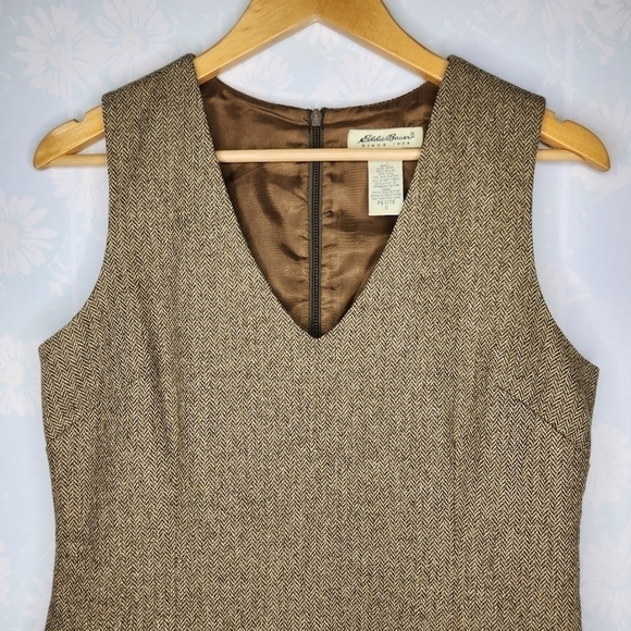 Vintage 1990s Eddie Bauer Wool Tweed Academia Sheath Dress Size Small Petite - Picture 3 of 11